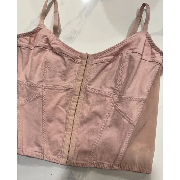 Urban Outfitters Pink Corset Style Camisole Top Hook & Eye Closure Mesh Back XL - Picture 6 of 8